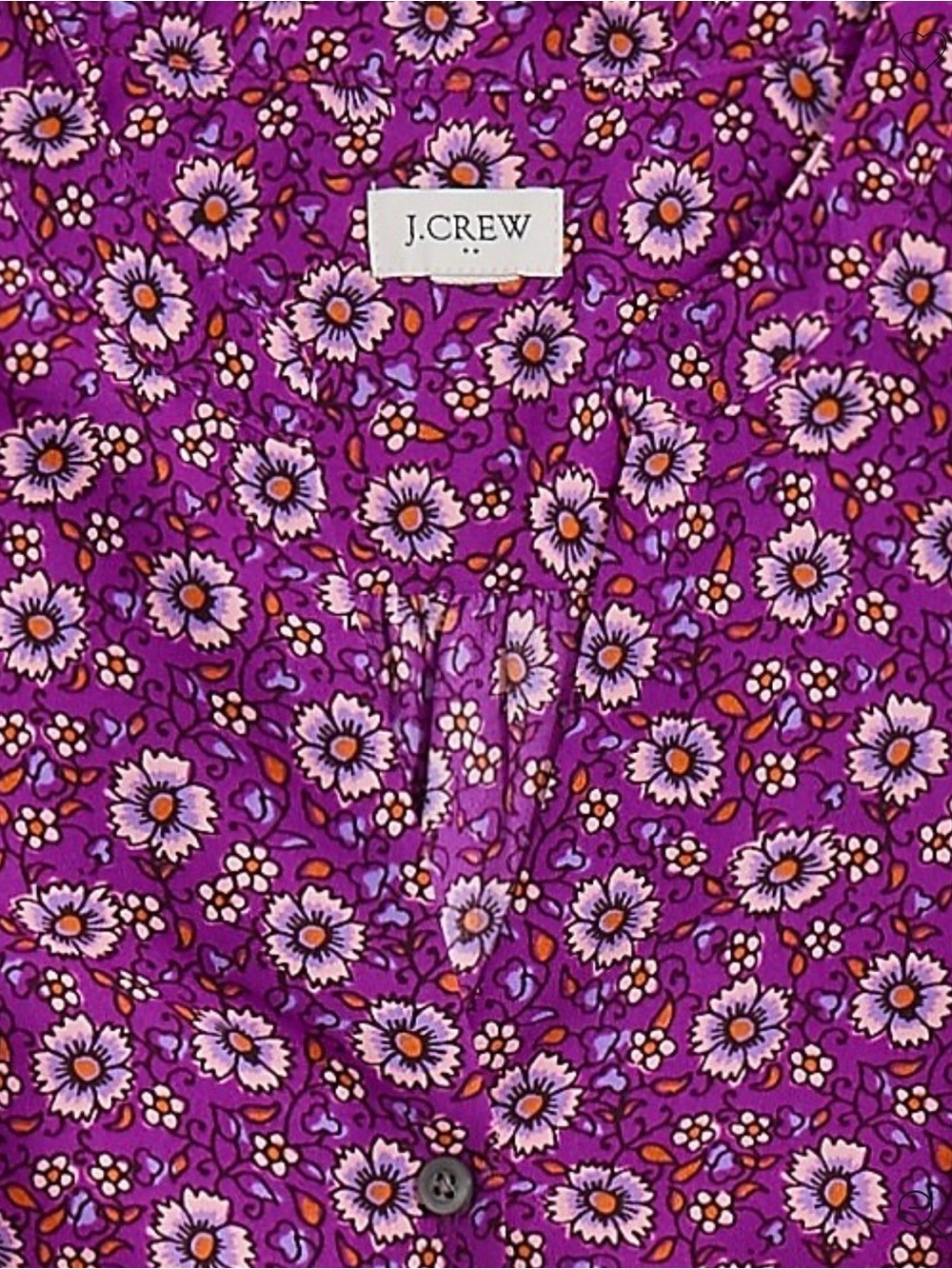 J. Crew Bright Purple Daisy-Print Puff-Sleeve Blouse - Picture 2 of 7